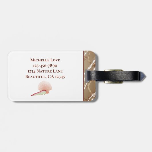 Mooie zeemeermin in Roos Gold en Seashells Bagagelabel (Achterkant horizontaal)