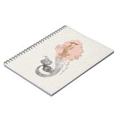 Mooie zeemeermin in roze lucht met Jouw naam Notitieboek (Linkerzijde)