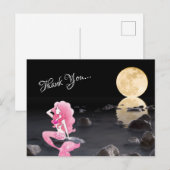 Mooie Zeemeermin in Roze met Volle Maan Bedankt Briefkaart (Voorkant / Achterkant)