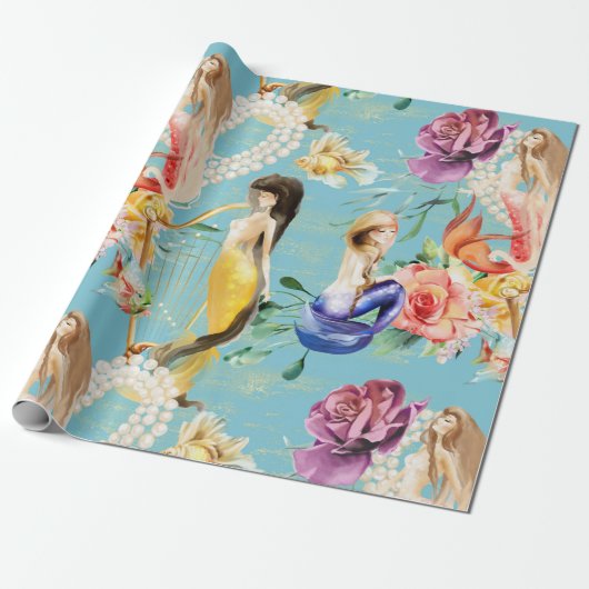 Mooie Zeemeermin Kleurrijk Cadeaupapier (Uitgerold)
