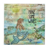 Mooie zeemeermin maakt een aardewerk-keramische Te Tegeltje (Voorkant)