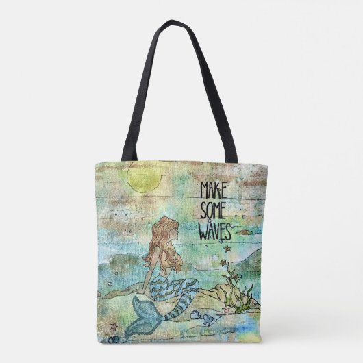 Mooie zeemeermin maakt een Canvas tas (Achterkant)