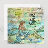 Mooie Zeemeermin maakt een Waves Holiday Kaart (Voorkant / Achterkant)