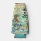 Mooie zeemeermin maakt wat golflengten koel flesjeskoeler (Voorkant)