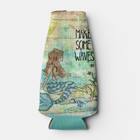 Mooie zeemeermin maakt wat golflengten koel flesjeskoeler (Voorkant)