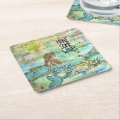 Mooie zeemeermin maakt wat golven papier Onderzett Kartonnen Onderzetters (Schuin)