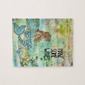 Mooie zeemeermin maakt wat golven puzzel legpuzzel (Horizontaal)