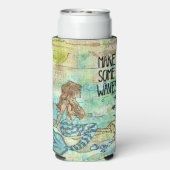 Mooie zeemeermin maakt wat golven seltzer blikjeskoeler (Seltzer Achterkant)