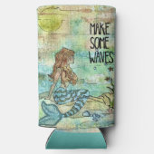 Mooie zeemeermin maakt wat golven seltzer blikjeskoeler (Achterkant)