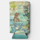 Mooie zeemeermin maakt wat golven seltzer blikjeskoeler (Voorkant)