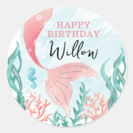 Mooie zeemeermin meisje Happy Birthday Sticker