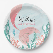 Mooie Zeemeermin Meisje Verjaardag Ronde Papier Bo