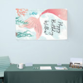 Mooie Zeemeermin Meisje Verjaardag Vinyl Banner (Beurs)