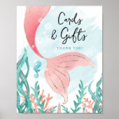 Mooie Zeemeermin Meisje Verjaardagskaarten & Cadea Poster (Voorkant)