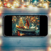 Mooie zeemeermin met Swan Christmas Feestdagen Kaart