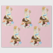 Mooie zeemeermin moeder Baby Het is een meisje roz Cadeaupapier (Vlak)