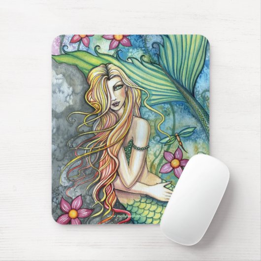 Mooie zeemeermin mousepad van Molly Harrison Muismat (Met muis)