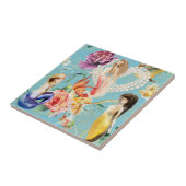 Mooie zeemeermin nautische bloem tegeltje (Zijkant)