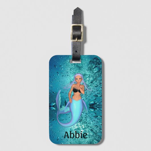 Mooie zeemeermin onder water op maat bagagelabel (Voorkant (verticaal))