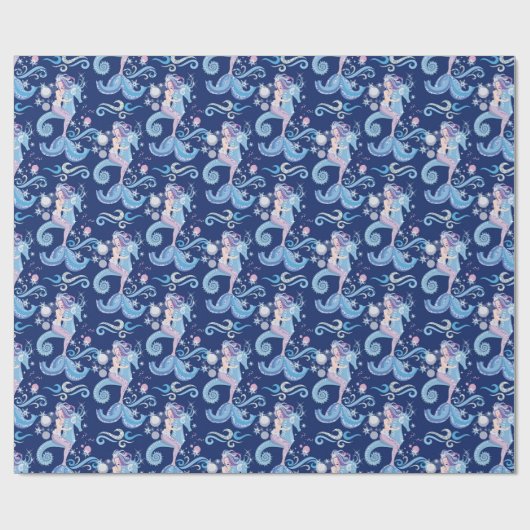 Mooie zeemeermin op een zeepaard onder water cadeaupapier (Vlak)