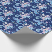 Mooie zeemeermin op een zeepaard onder water cadeaupapier (Hoek)