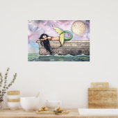 Mooie Zeemeermin op Steiger Poster Print (Keuken)