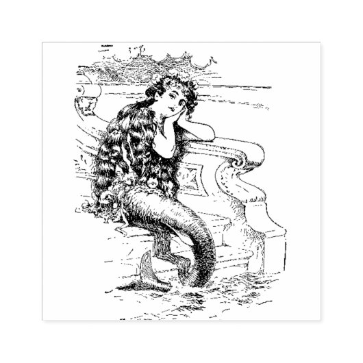 Mooie zeemeermin rubberstempel (Afrduk)