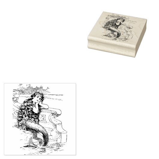 Mooie  zeemeermin rubberstempel (Gestempeld)
