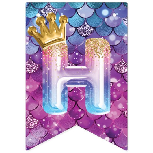 Mooie Zeemeermin Verjaardagsballon Folie Letters Vlaggetjes (Tweede vlag)