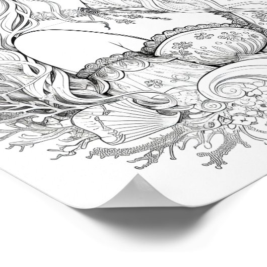 Mooie Zeemeermin Volwassen Kleuren Poster (Hoek)