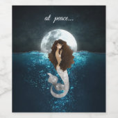 Mooie zeemeermin voor vrede onder de volle maan wijn etiket (Enkel label)