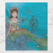 Mooie zeemeermin wijn etiket (Enkel label)