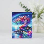 Mooie Zeemeermin Zee Nymph Regenboog Briefkaart (Staand voorkant)