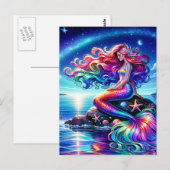 Mooie Zeemeermin Zee Nymph Regenboog Briefkaart (Voorkant / Achterkant)