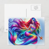 Mooie Zeemeermin Zee Nymph Regenboog Briefkaart (Voorkant / Achterkant)