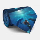 Mooie zeemeermin zwemmen met bultrug walvissen, stropdas (Opgerold)