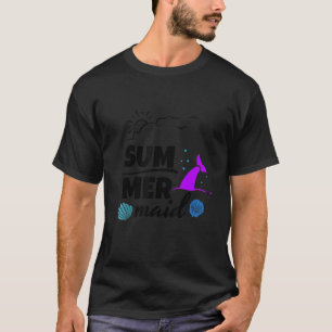 Mooie zeemeerminstaart met zeeschelpen t-shirt