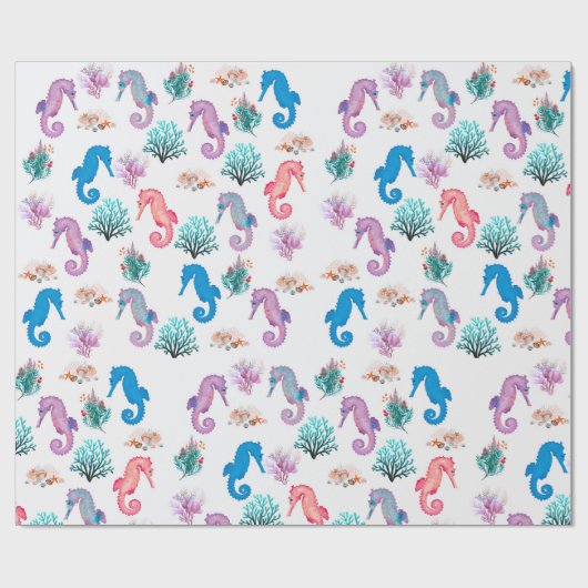 Mooie Zeepaarden Inpakpapier (Vlak)