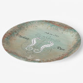 Mooie Zeepaarden, Strand Huwelijk, Schelpen Papieren Bordje (Gekanteld)