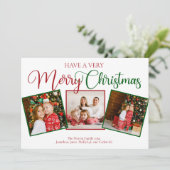 Mooie zeer vrolijke kerst 3 foto collage feestdagenkaart (Staand voorkant)