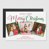 Mooie zeer vrolijke kerst 3 foto magneet Kaart (Voorkant / Achterkant)