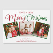 Mooie zeer vrolijke kerst 3 foto magneet Kaart (Voorkant)
