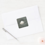 Mooie zeeschelp in het zand: een zout souvenir vierkante sticker (Envelop)