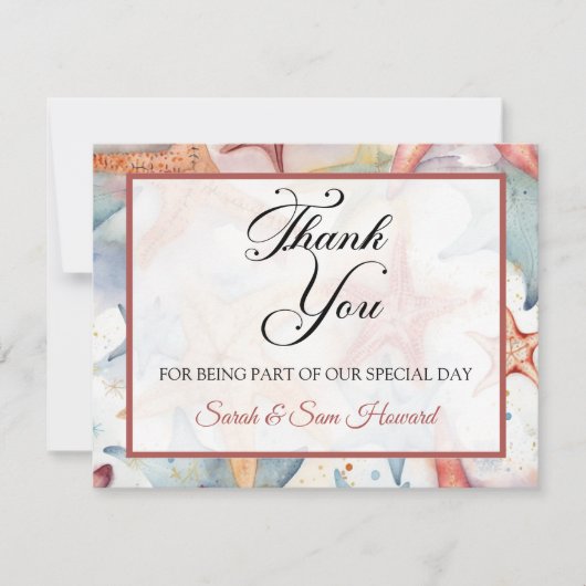 Mooie Zeeschelp Plat Bedankkaart (Voorkant)