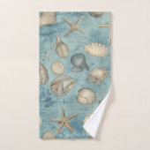 Mooie zeeschelpen in blauw bad handdoek (Handdoek)