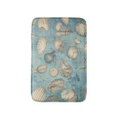 Mooie zeeschelpen in blauw badmat (Voorkant Verticaal)