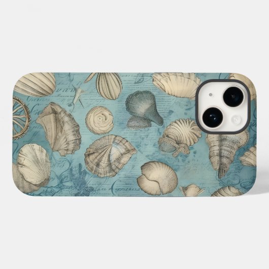 Mooie zeeschelpen in blauw Case-Mate iPhone case (Achterkant (horizontaal))