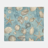 Mooie  zeeschelpen in blauw fleece deken (Voorkant (Horizontaal))