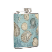 Mooie zeeschelpen in blauw heupfles (Rechts)