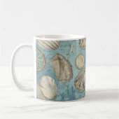 Mooie zeeschelpen in blauw koffiemok (Links)